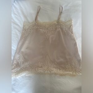 Cream nude lace silk camisole top